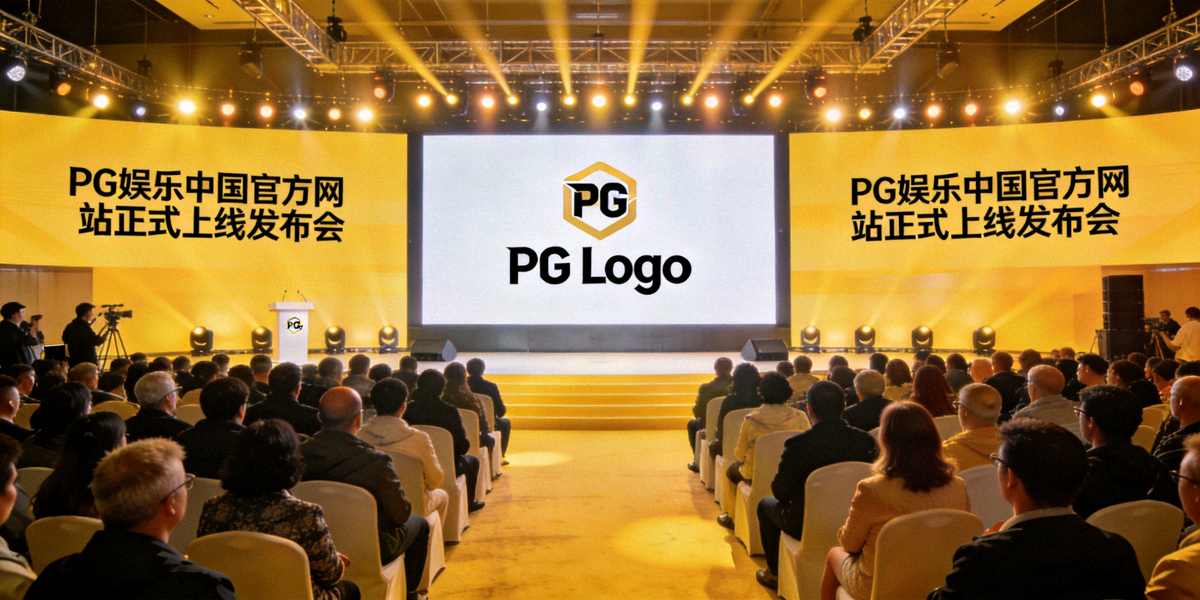 PG娱乐中国官方网站正式上线发布会现场全景，观众座无虚席，大屏幕显示PG Logo