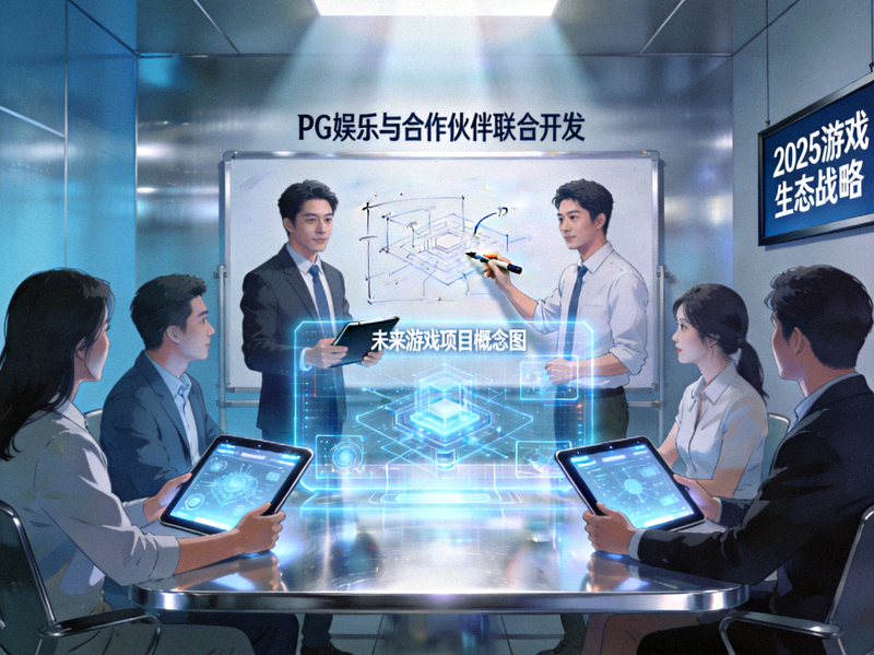 PG娱乐与合作伙伴共同展示未来游戏项目概念图，团队成员正在讨论开发方案