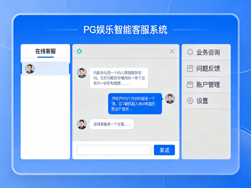 PG娱乐智能客服系统界面截图，展示清晰的对话窗口和功能菜单