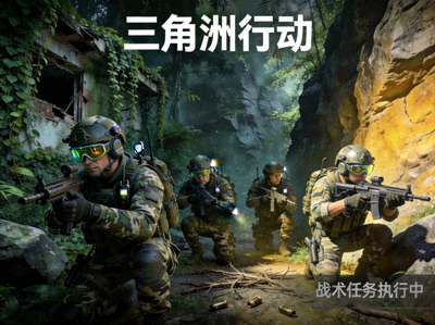三角洲行动游戏展示图，展示特种部队成员在复杂地形中执行战术任务的场景